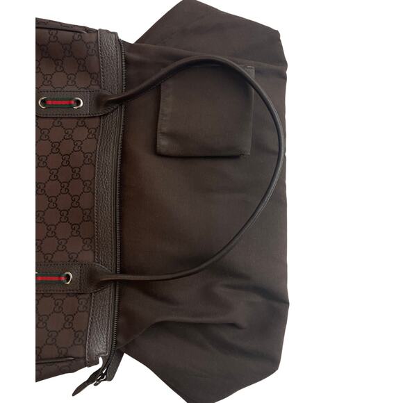 GUCCI Princy Sherry Line GG Canvas Brown Leather Trim Handbag EUC - Picture 10 of 16